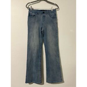 Betabrand mid rise medium wash wide leg jeans jogging S